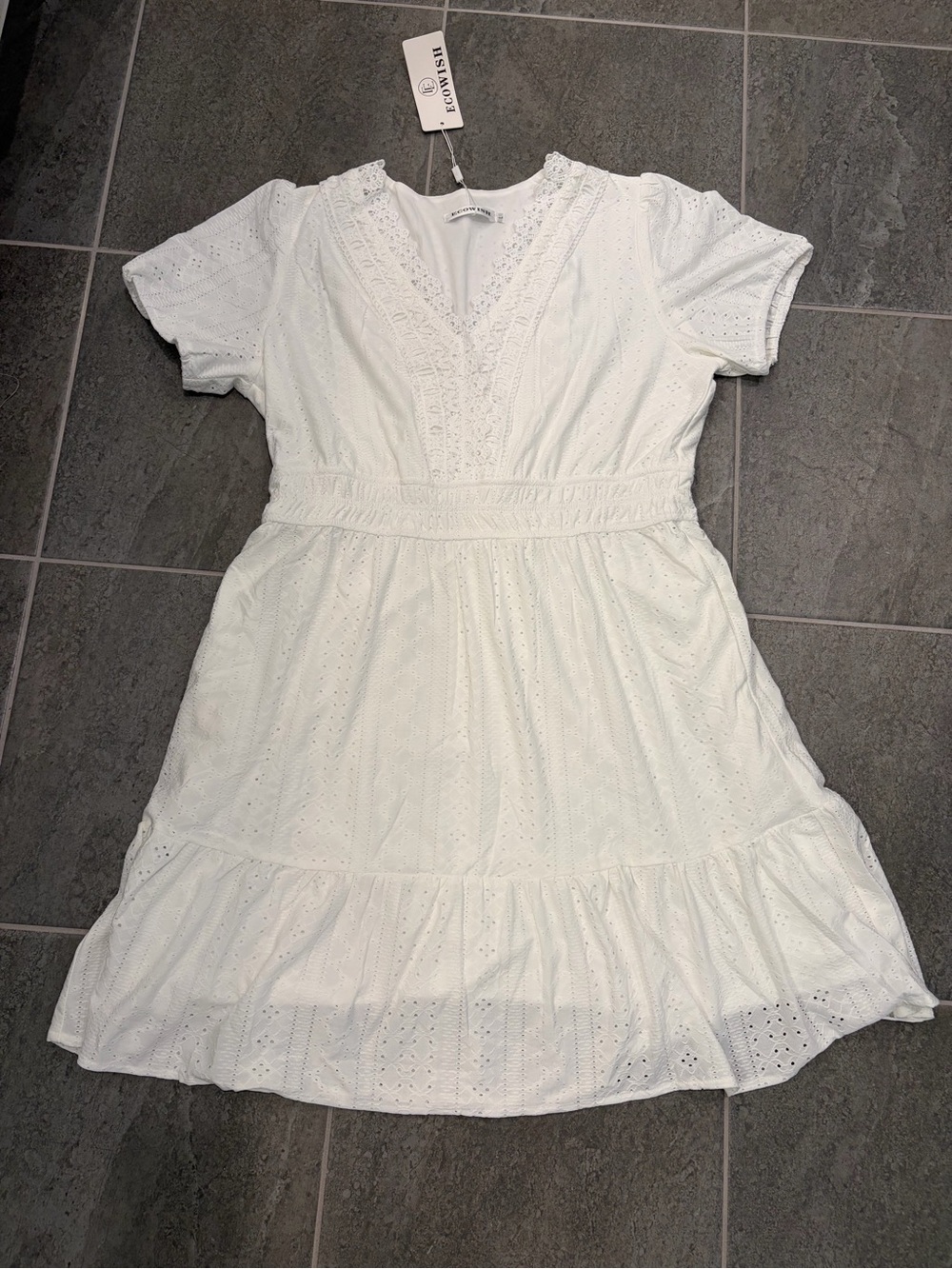 Women’s white/cream Ecowish eyelet sundress, NWT, size L - Picture 2 of 16